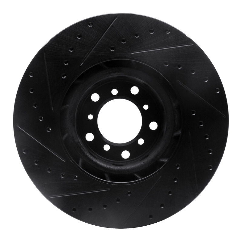 BMW M5 Brake Rotor (1) - Front - R1 Concepts - Drilled & Slotted - Black - `00-`03